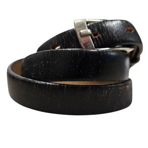 Hickok Saddle‎ Leather Belt Mens Size 32 Black Brown Silver Buckle Dress Dressy